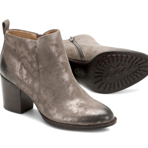 Sofft Women's Ware Boot Smoke Distressed Metallic Suede - Picture 1 of 15